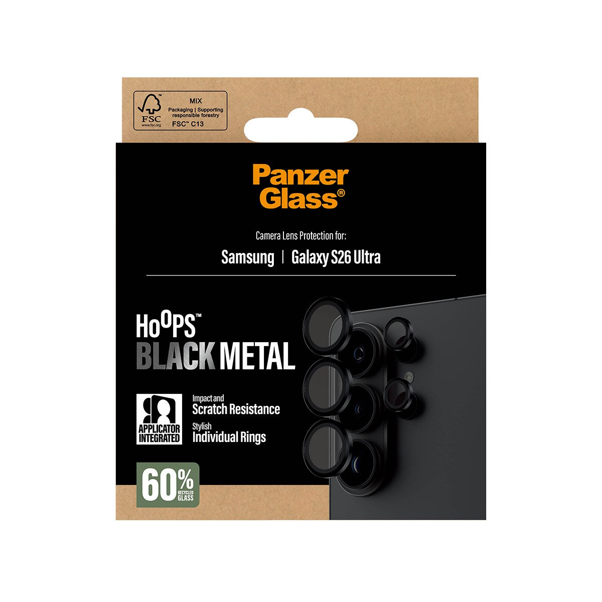 PanzerGlass® Hoops® Kameralinsebeskytter Sort Samsung Galaxy S26 Ultra